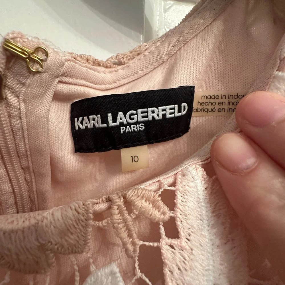 Karl Lagerfeld Pink and White Lace Mini Dress - Picture 3 of 4